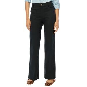 NWT J.Crew Lizzie High-Rise Black Wide-Leg Pants Size 34 Linen Blend